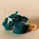 Botoșei croșetați Floare - turcoaz