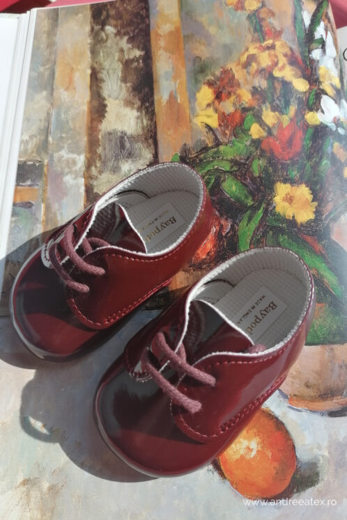 Pantofi botez B 010 - burgundy - imagine 3