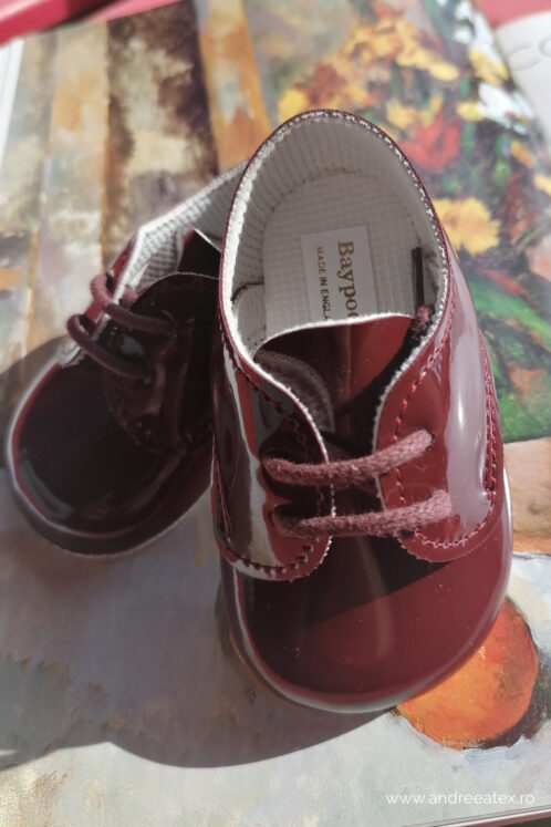Pantofi botez B 010 - burgundy - imagine 4
