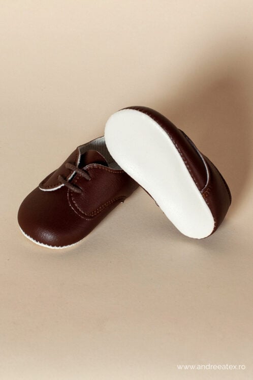 Pantofi botez B 010 - maro - imagine 3