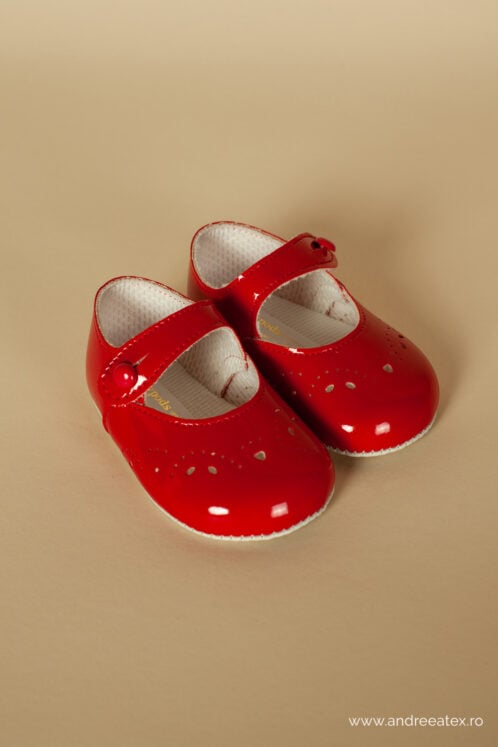 Pantofi botez B 612 - roșu - imagine 4