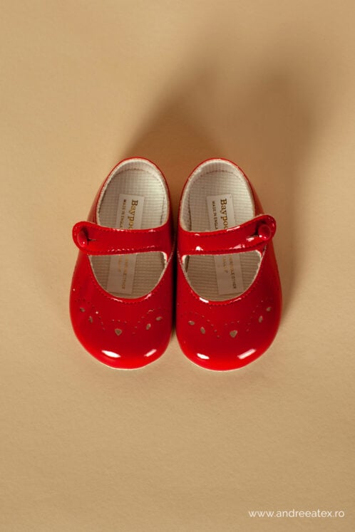 Pantofi botez B 612 - roșu - imagine 3