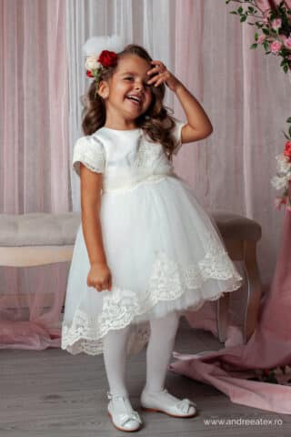 Rochiță Caroline (1-4 ani) ivoire (mânecă scurtă)