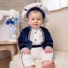 Costum De Botez Catifea Micul Print Bleumarin