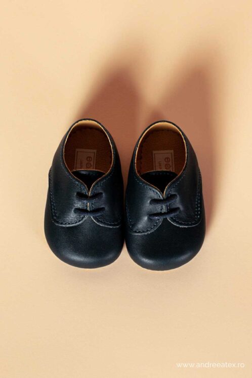 Pantofiori piele naturală 100% Thomas - bleumarin - imagine 5