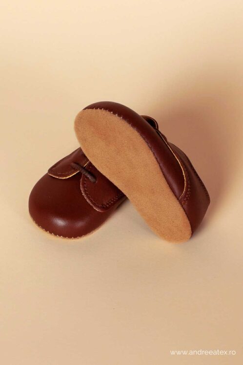 Pantofiori piele naturală 100% Thomas - maro - imagine 3