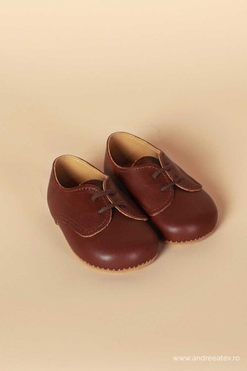 Pantofiori piele naturală 100% Thomas - maro - imagine 2