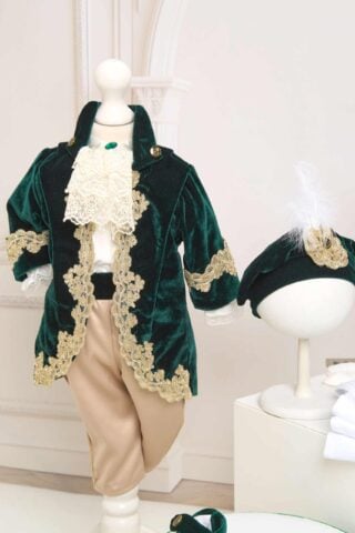 Costum De Botez Catifea Cu Redingota Fabrizio Verde