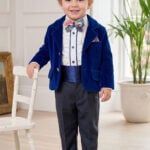 Costum Ralph (varianta 1-4 ani) - catifea bleumarin