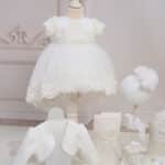 Rochiță Caroline - ivoire (mânecă scurtă)