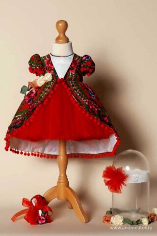 Rochiță Eniko - roșu (mânecă scurtă)