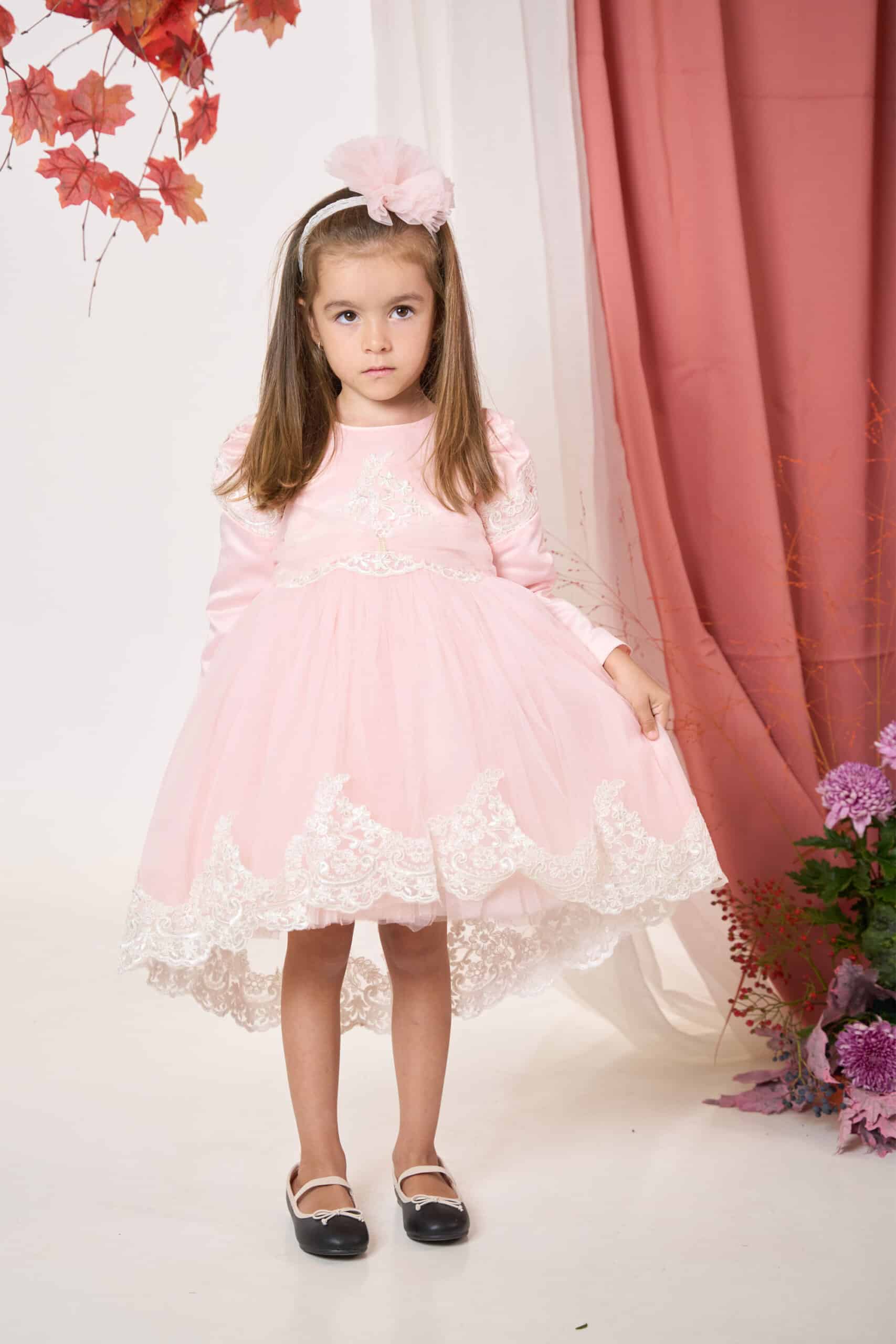 Rochiță Caroline - roz (mânecă scurtă) 5 Rochie Caroline Maneca Lunga Roz