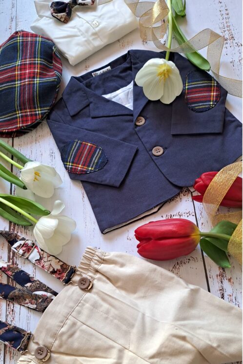 Costum Romeo - bleumarin/bej - imagine 3