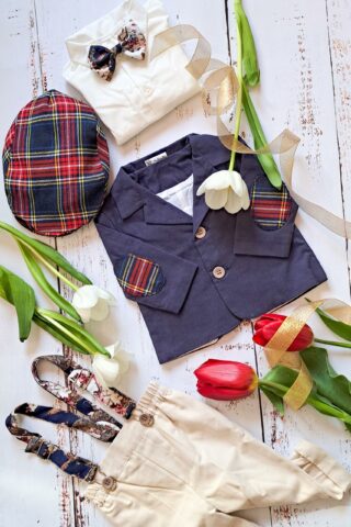 Costum Romeo - bleumarin/bej