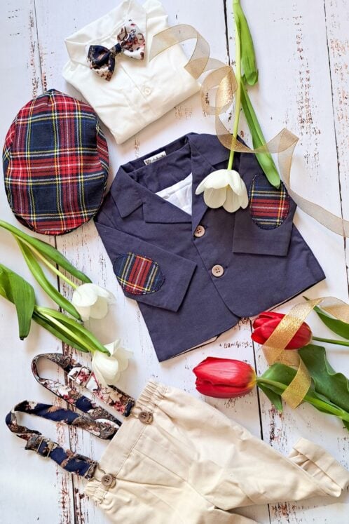 Costum Romeo - bleumarin/bej