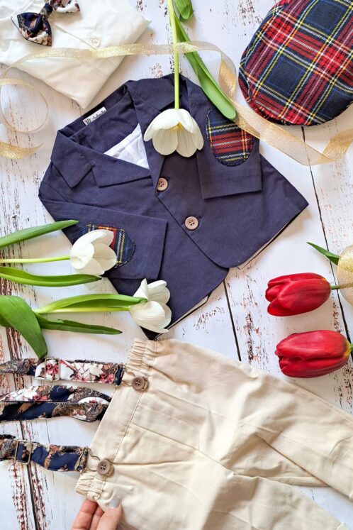 Costum Romeo - bleumarin/bej - imagine 2