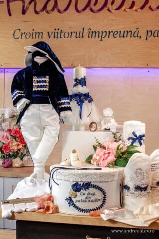 Set complet botez (trusou) - Redingotă - bleumarin