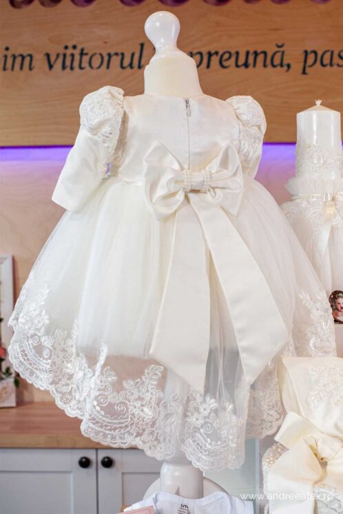 Set complet botez (trusou) - Caroline - ivoire (mânecă lungă) - imagine 7