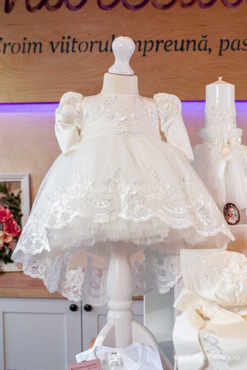 Set complet botez (trusou) - Caroline - ivoire (mânecă lungă) - imagine 8