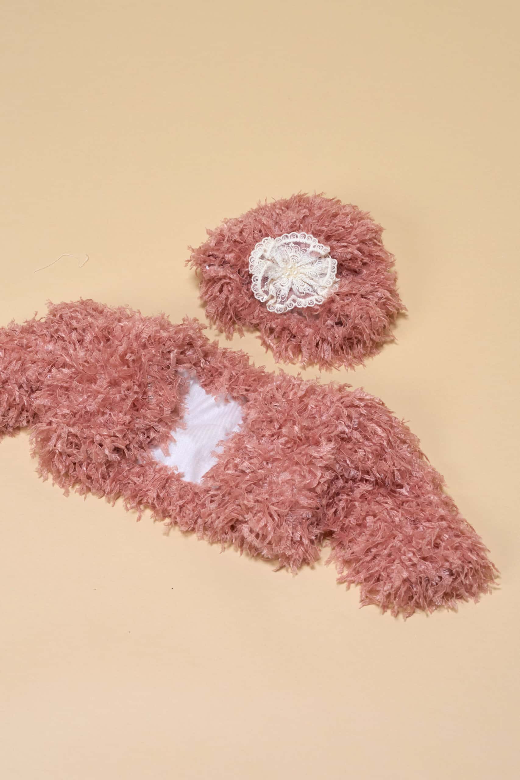 Bolero și turban Mica Crăiasă - roz 1 Bolero și turban Mica Crăiasă - roz