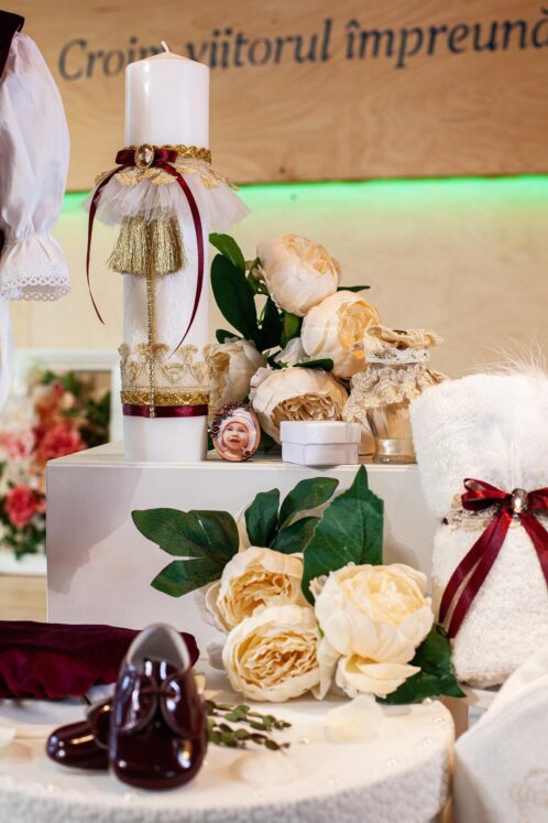 Set complet botez (trusou) - Micul Marchiz - burgundy - imagine 4