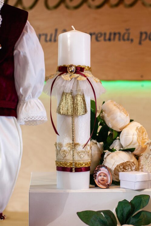 Set complet botez (trusou) - Micul Marchiz - burgundy - imagine 6