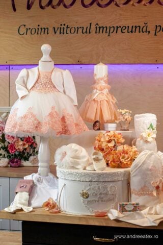 Set complet botez (trusou) - Milla - somon (mânecă lungă)