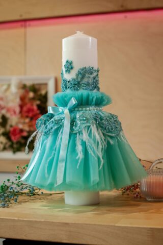 Lumânare botez A1 - aqua