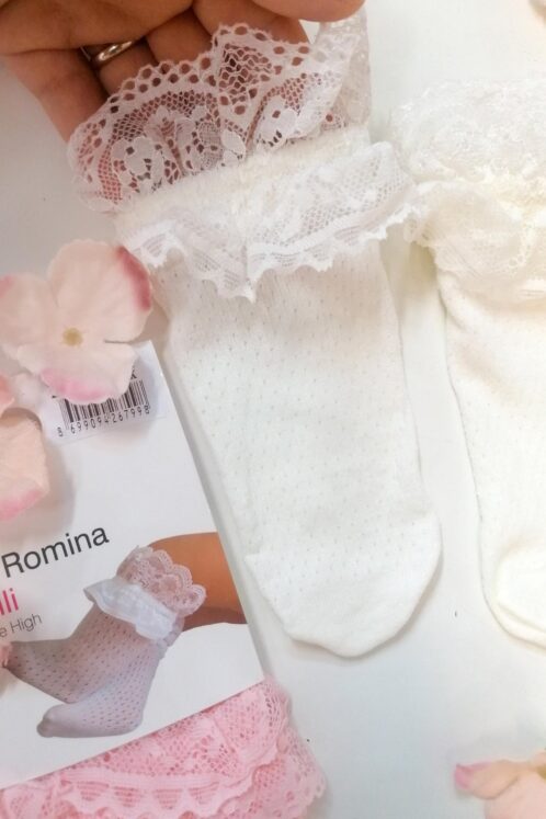 Șosete botez Romina - ivoire (șosete trei sferturi) - imagine 2