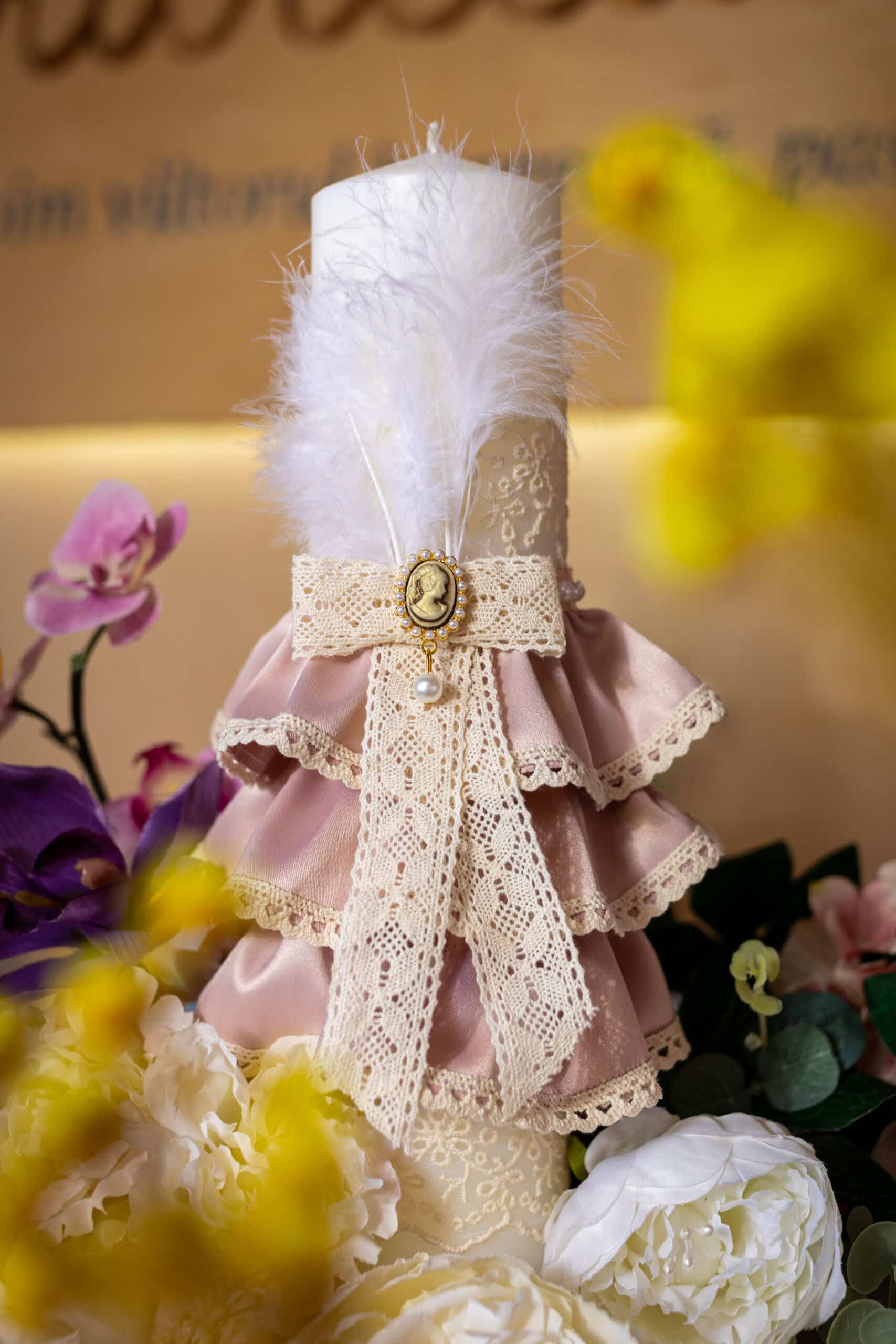 Set complet botez (trusou) - Micuța Crăiasă - roz - Volane Vintage 8 Set complet botez (trusou) - Micuța Crăiasă - roz - Volane Vintage - imagine 8