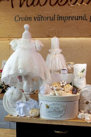Set complet botez (trusou) - Caroline - ivoire (mânecă scurtă)
