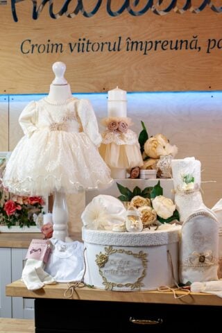Set complet botez (trusou) - Miss Coco - bej (mânecă lungă)