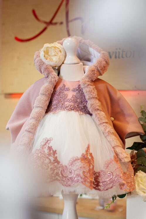 Set complet botez (trusou) - Milla cu capă - roz vintage - imagine 5