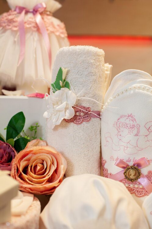 Set complet botez (trusou) - Milla cu capă - roz vintage - imagine 12