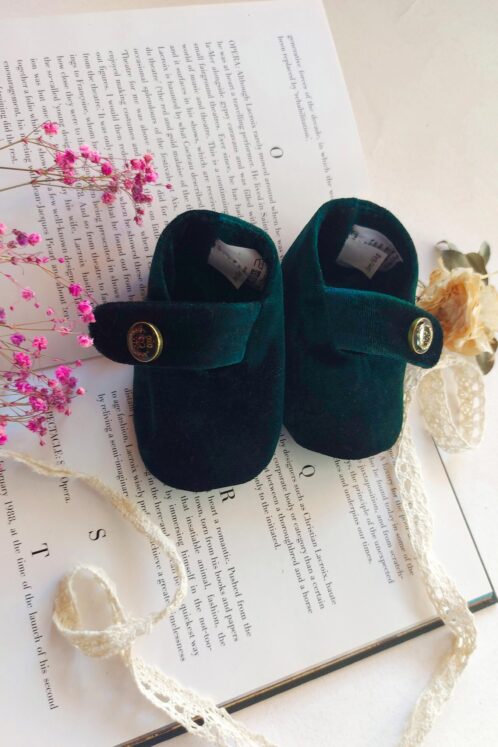 Botoșei catifea handmade - verde - imagine 2