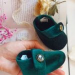 Botoșei catifea handmade - verde