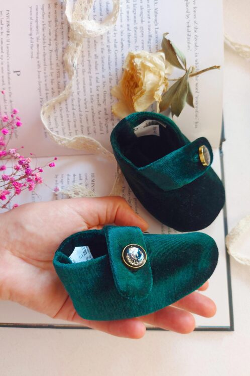 Botoșei catifea handmade - verde
