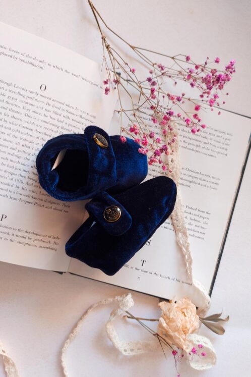Botoșei catifea handmade - bleumarin - imagine 4
