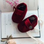 Botoșei catifea handmade - burgundy
