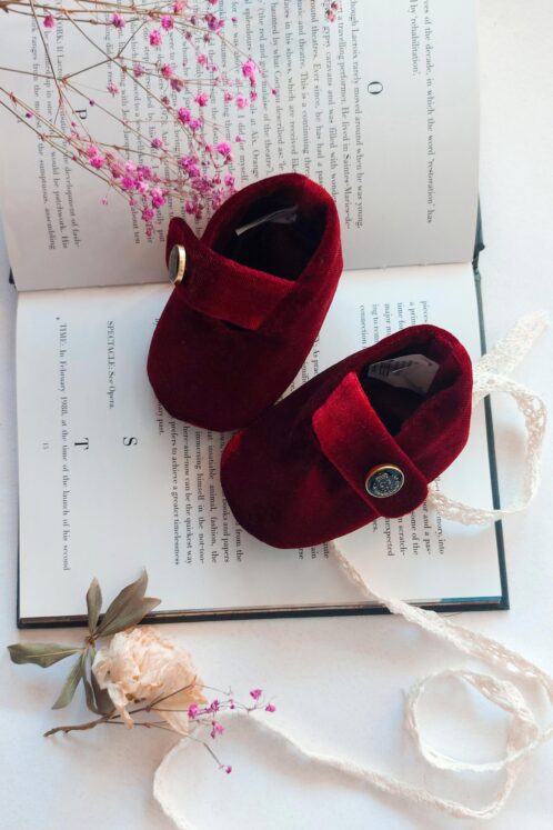 Botoșei catifea handmade - burgundy