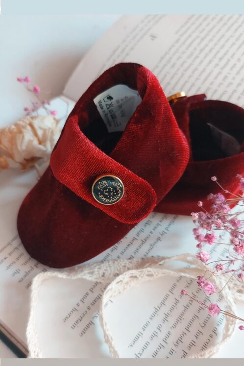 Botoșei catifea handmade - burgundy - imagine 3