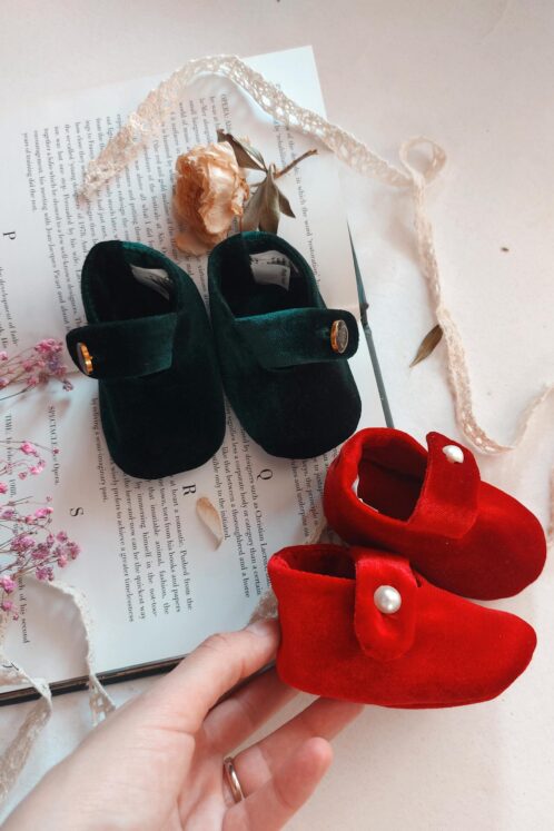 Botoșei catifea handmade - roșu - imagine 4