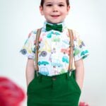Costum Baieti Elegant Vara Cu Bretele Verde Bdami14