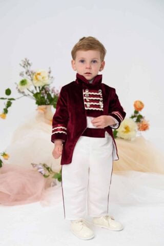 Costum De Botez Baieti Redingota Burgundy