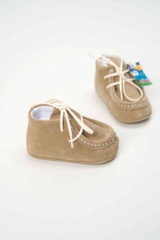 Mocasini Botez Bebelus Piele Intoarsa Bej 2