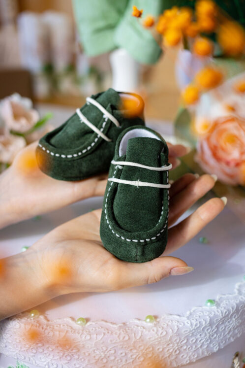 Mocasini piele naturală - verde - imagine 3