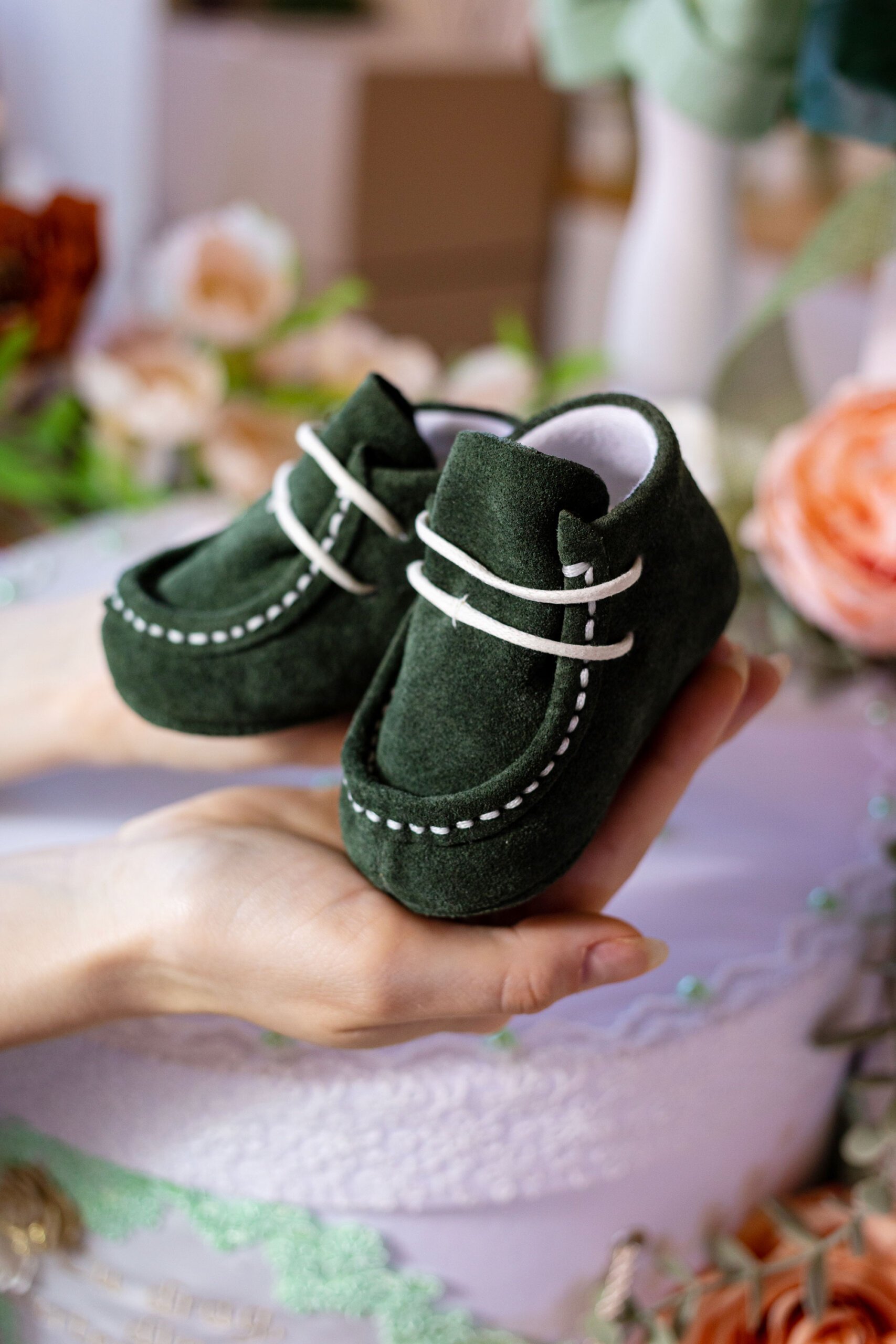 Mocasini piele naturală - verde