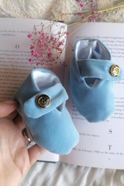 Botoșei catifea handmade - bleu - imagine 2