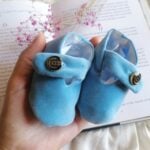 Botoșei catifea handmade - bleu