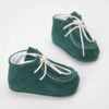 Mocasini Botez Bebelus Piele Intoarsa Verde 2